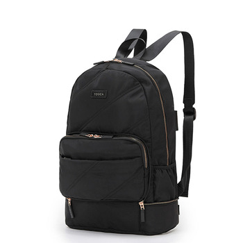 Tosca Zip/Fold Away Weekend Backpack/Shoulder Black Stitch