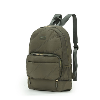 Tosca Zip/Fold Away Weekend Backpack/Shoulder Khaki Stitch