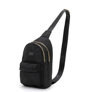 Tosca Shoulder Slinger Crossbody Utility Bag Black Stitch