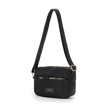 Tosca Vegan Compact Minimalist Shoulder Bag Black Stitch