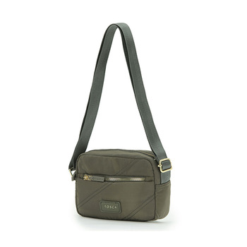 Tosca Vegan Compact Minimalist Shoulder Bag Khaki Stitch