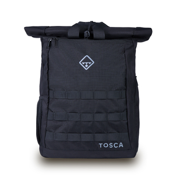 Tosca Roll Top Backpack Rucksack Outdoor Travel Bag - Black