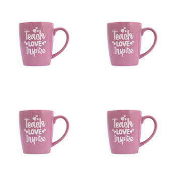 4PK Splosh Teacher Inspire Ceramic Mug w/ Handle 360ml - Pink