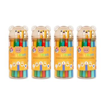 4x 24pc Legami Colour Pencil Set Teddy Container With Sharpener Kids Crafts 3y+