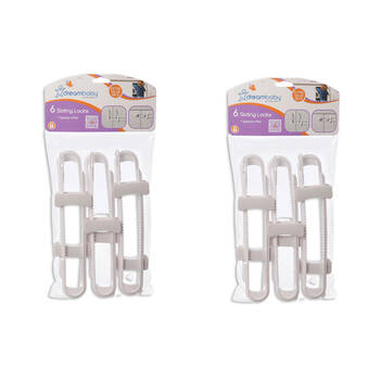 2x 6pc Dreambaby Baby/Kids Safety Sliding Lock Bag with Header White