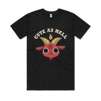 Cute As Hell Funny Humour Slogan Parody Cotton T-Shirt Black Size 2XL