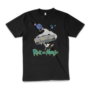 Rick And Morty Destroyed Planet Cartoon Cotton T-Shirt Black Size 2XL