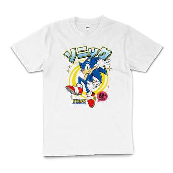 Sonic The Hedgehog Japanese Title 90s Cotton T-Shirt White Size 2XL