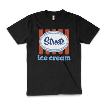 Vintage Streets Ice Cream Aussie Snack Cotton T-Shirt Black Size 2XL