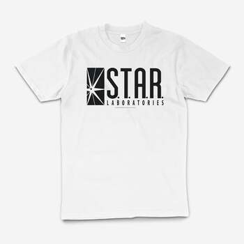 Dc Comics The Flash Star Laboratories Cotton T-Shirt White Size 2XL