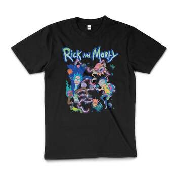Rick And Morty Creatures Funny Cartoon Cotton T-Shirt Black Size 3XL