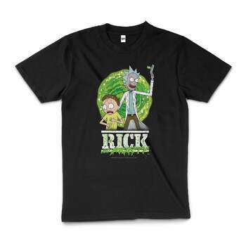 Rick and Morty Splatter Cartoon Licensed Cotton T-Shirt Black Size L