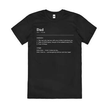 Funny Dad Father's Day Gift Definition Cotton T-Shirt Black Size L