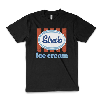 Vintage Streets Ice Cream Aussie Snack Cotton T-Shirt Black Size M