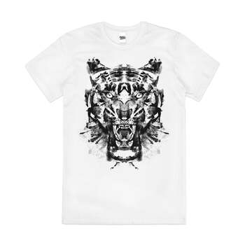 Roarschach Artsy Lion Artistic Sketch Cotton T-Shirt White Size M
