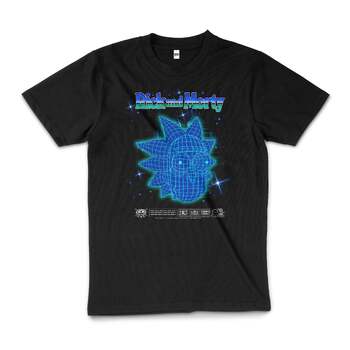 Rick And Morty Blueprint Funny Cartoon Cotton T-Shirt Black Size S
