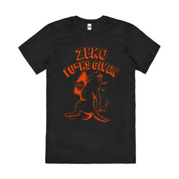 Zero F*cks Given Coyote Wolf Funny Cotton T-Shirt Black Size S