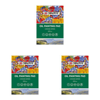 3PK Be Creative Oil Painting Heavy-Weight Paper Pad Canvas Grain 300gsm A4