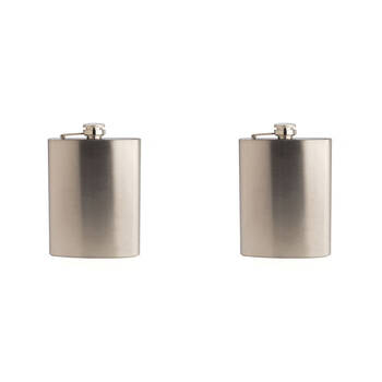 2PK Plain Flask 8Oz Classic Stainless Steel Silver Durable Hip