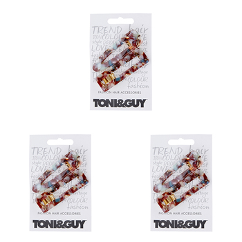 3PK Toni & Guy Acrylic Clips Purple & Tortoise Assortment 