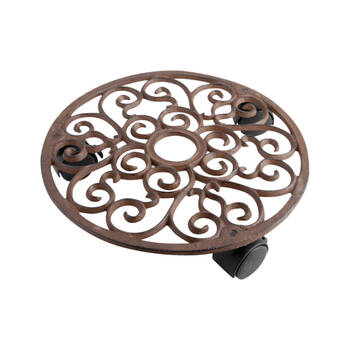 Esschert Design Cast Iron Plant Trolley For Flower Pot 29.3cm Brown