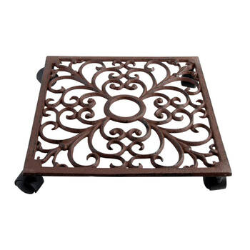 Esschert Design Plant Trolley Square For Flower Pot 28.1cm Brown