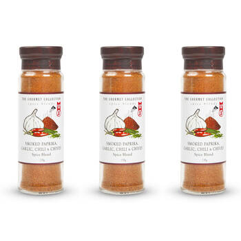 3PK Hot Shots The Gourmet Collection Smoked Paprika Garlic Chilli & Chives 135g