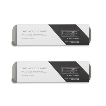 8pc The Good Brand Knife/Spoon/Fork/Chopsticks Cutlery Set - Charcoal