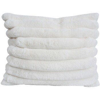 LVD 55cm Puffer Faux Fur Double-Sided Cushion Throw Pillow Winter WHT