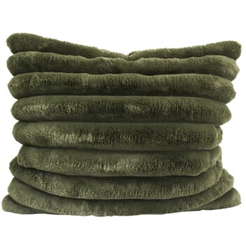 LVD 55cm Puffer Faux Fur Double-Sided Cushion Throw Pillow Square Moss