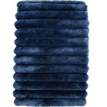 LVD Puffer Faux Fur Plush Winter Blanket Throw 150x200cm Midnight Blue