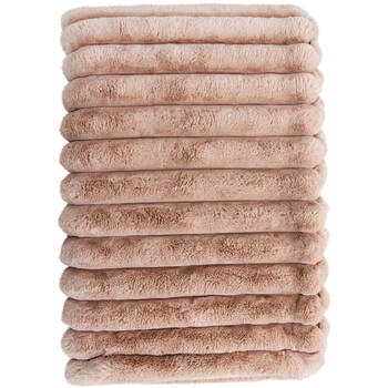 LVD Puffer Faux Fur Plush Winter Blanket Throw 150x200cm Tuscany Beige