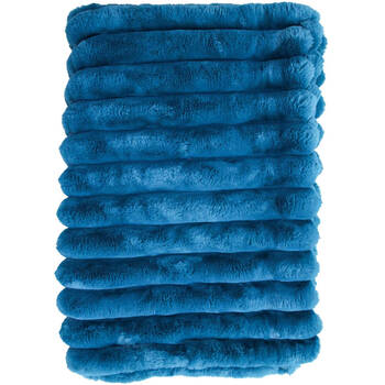 LVD Puffer Faux Fur Plush Winter Blanket Throw 150x200cm Prussian Blue