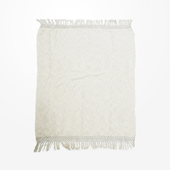 DWBH Hand Woven Cotton Slub Throw Blanket  150x125x1cm NATURAL