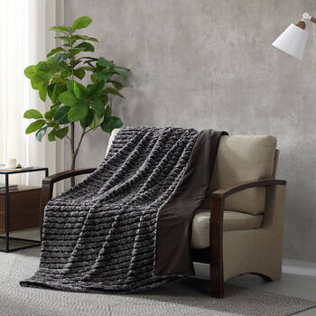 Ardor Boudoir Polyester Cole Faux Fur Room Bed Blanket/Throw Ash 130x170cm