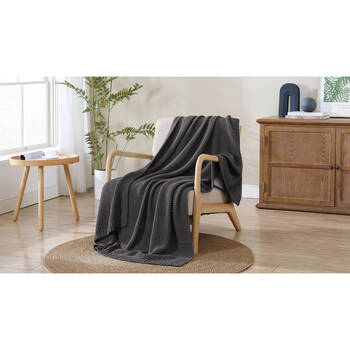 Ardor Quinn Acrylic Knitted Blanket/Throw Grey Pinstripe 127x152cm