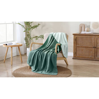 Ardor Isla Acrylic Knitted Blanket/Throw Green 127x152cm