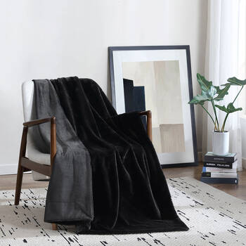 Ardor Boudoir Benz Faux Fur Room Bed Blanket/Throw Black 130x170cm