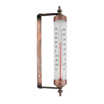 Esschert Design Wall Mild Steel Thermometer On Frame Outdoor 24.8cm Copper