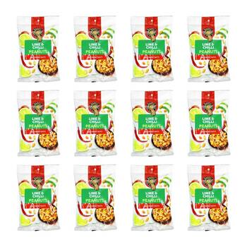 12PK The Happy Nut Lime & Chilli Flavoured Peanuts Party Snack 250g
