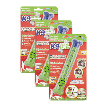 3PK Cushy Pets K9 Denta Brush Pet Dental Care Chew Toy