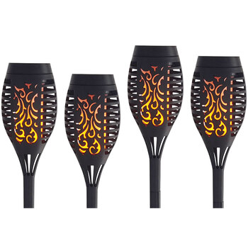 4pc 25th Hour Solar Flaming Tiki Outdoor Lamp 51cm