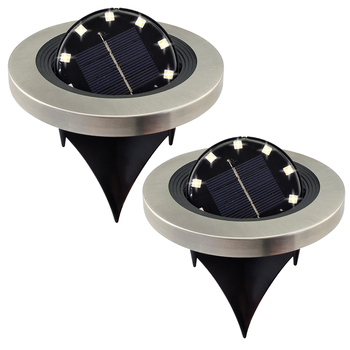 2pc 25th Hour Stainless Steel Outdoor Solar Swivel Path Light