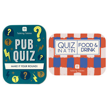 Talking Tables Fun Compact/Culinary Trivia Quiz In Tin Family Game Combo Set