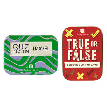 Talking Tables Travel Edition/True or False Family Trivia Game In Tin Combo Set