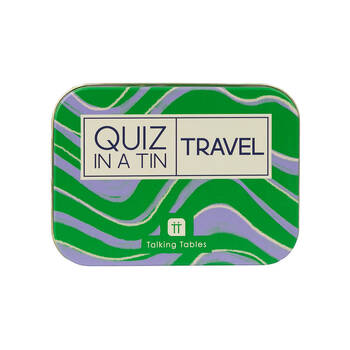 Talking Tables Quiz In A Tin Travel Edition Family Card Game Green