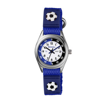Tikkers Time Teacher Blue Soccer Canvas Watch w/ Silicone Straps - Blue