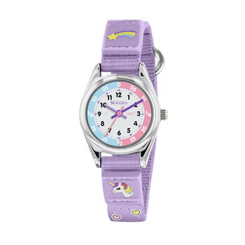 Tikkers Time Teacher Unicorn Canvas Watch w/ Silicone Straps - Light Purple
