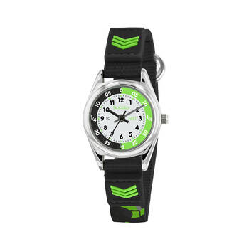 Tikkers Time Teacher Canvas Watch with Adjustable Silicone Straps - Black