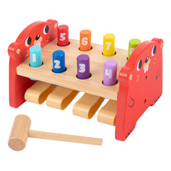 2pc Tooky Toy Kids Wooden Block Number Whack-A-Mole 12m+